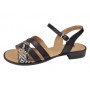 sandale dama negre din piele naturala cu barete multiple si insertie print sarpe clp15n